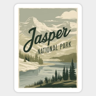 Jasper National Park Vintage Illustration Sticker